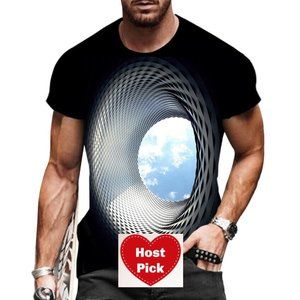 Men's 3D Graphic T-Shirt Hollow 3D Design Crew Neck - Short Sleeve - Fashion Tee